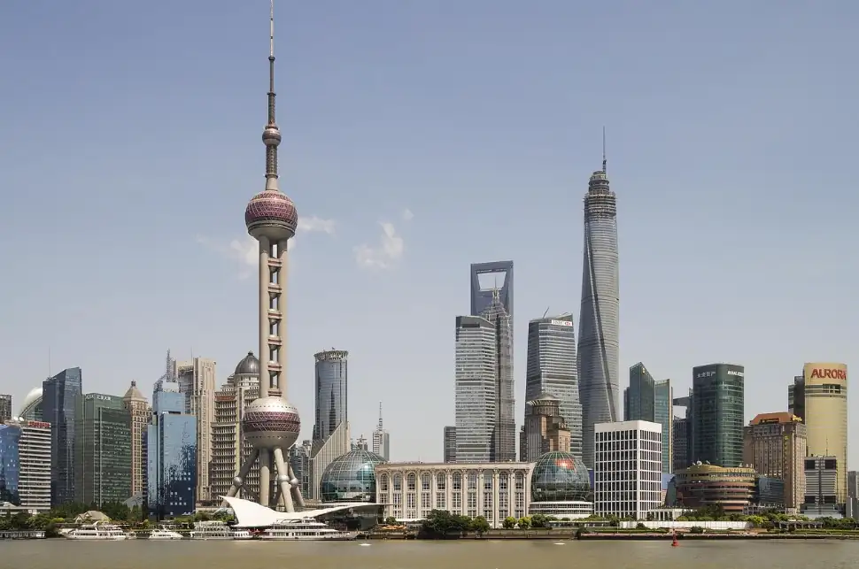 Pudong skyline across the Huangpu River in Shanghai
