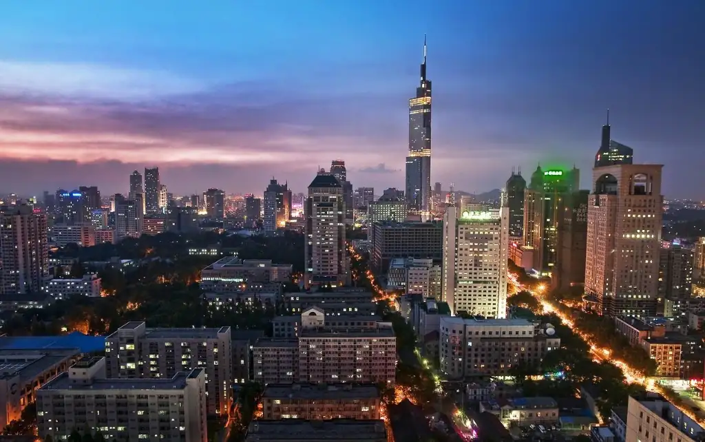 Nanjing city skyline at dusk