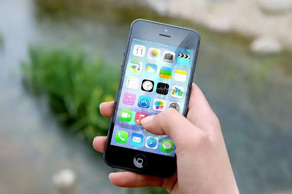 Smartphone displaying a grid of apps
