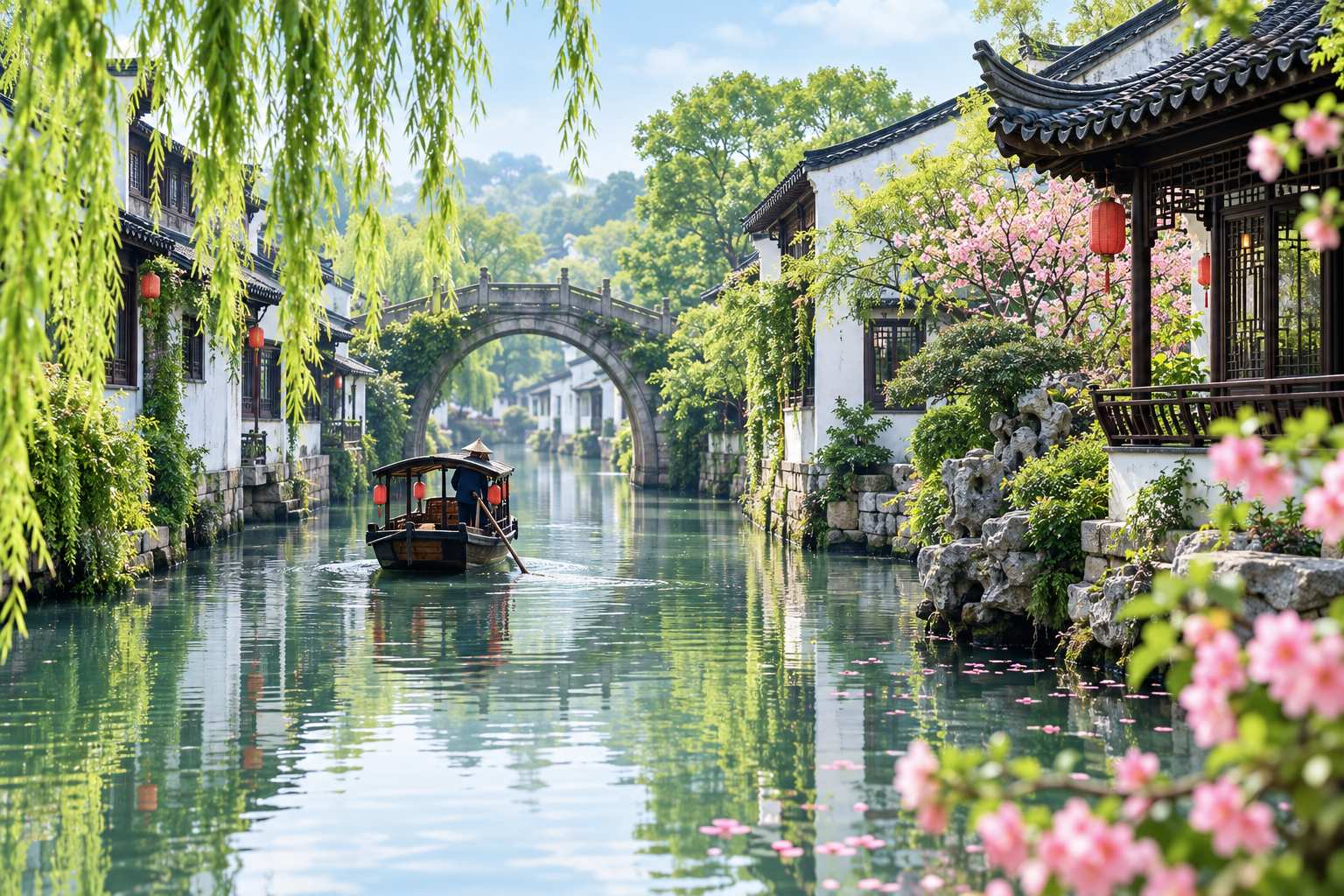 Classical Chinese garden and waterside scenery