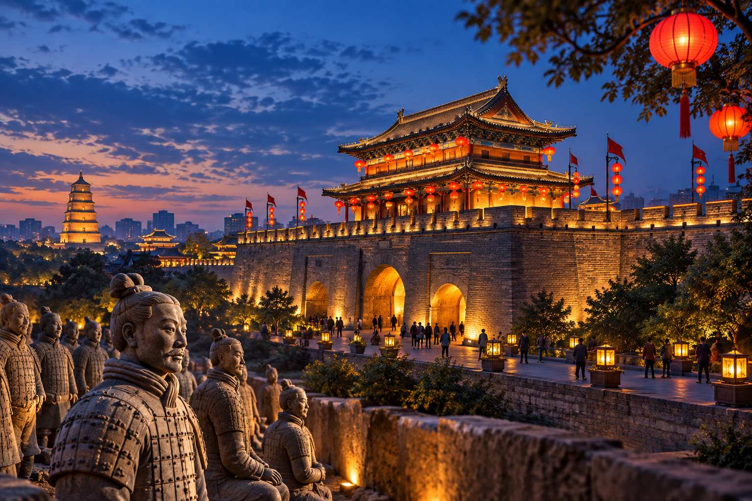 Stone bridge and traditional architecture in a Chinese garden