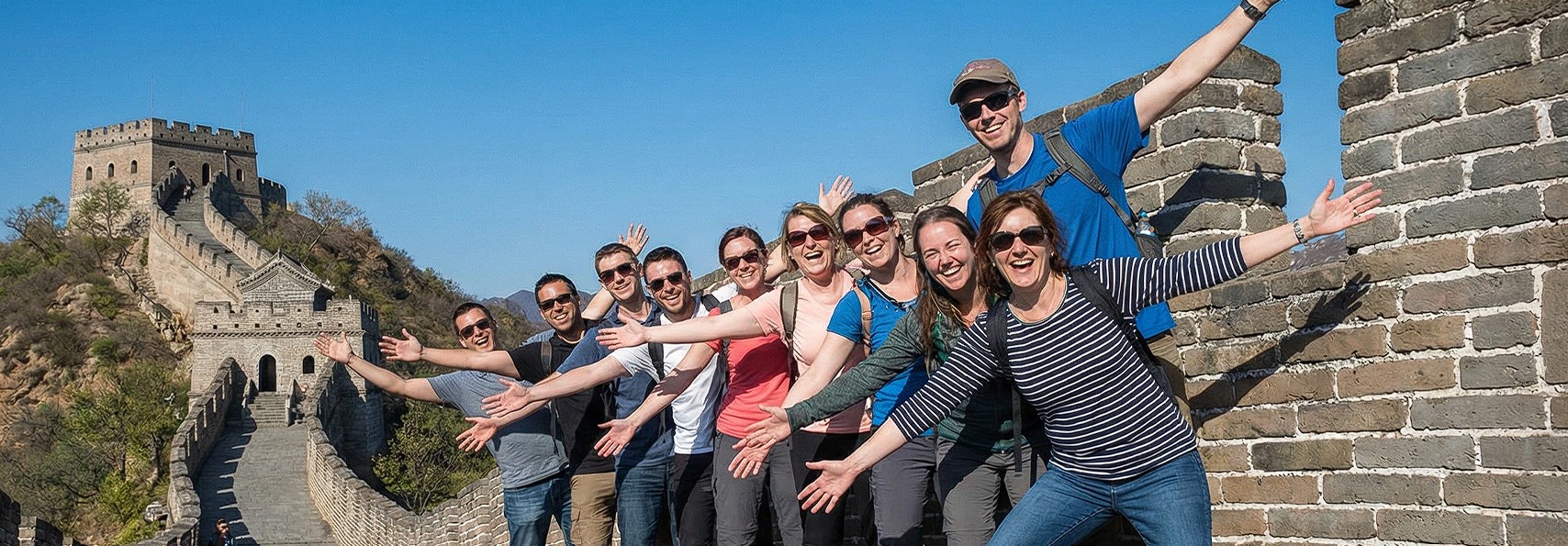 Travelers visiting the Great Wall of China